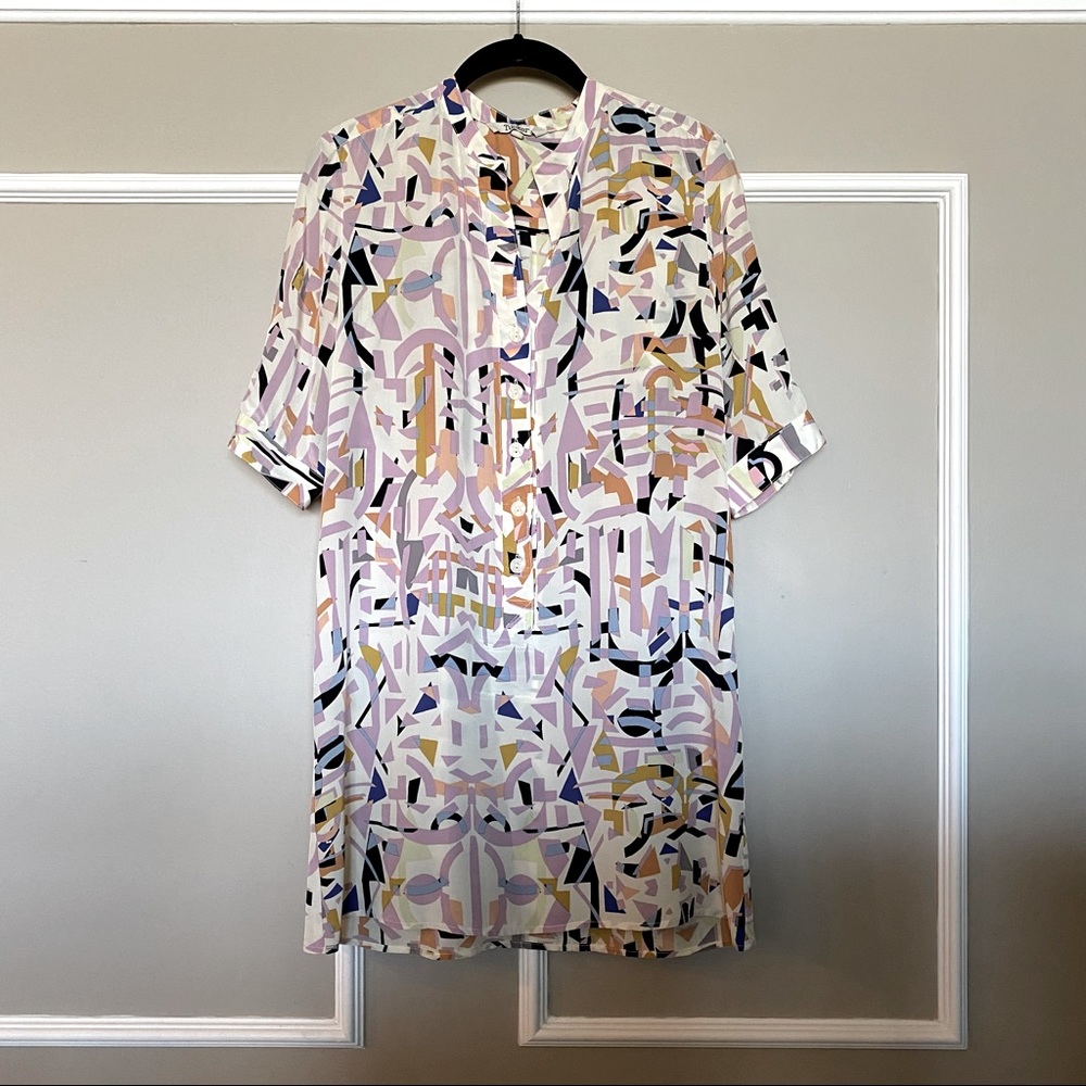 Tucker Patterned Shirt Dress